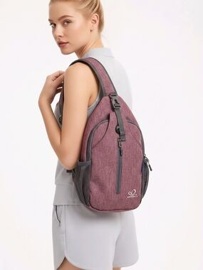 Waterfly Crossbody Sling Backpack Heather Purple Grey Hiking Travel Bag